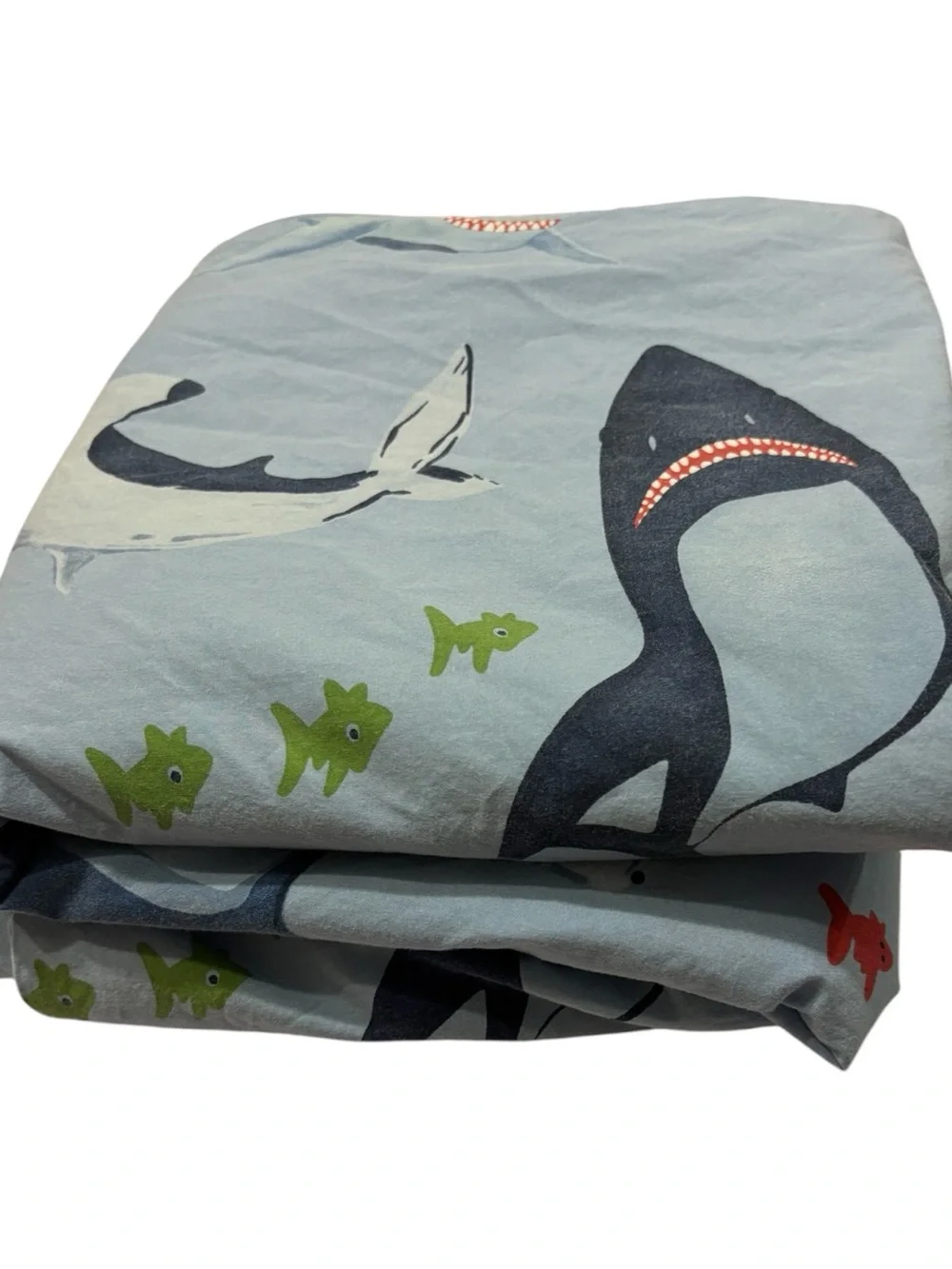 Pottery Barn Kids Shark Bite Duvet Cover Twin Light Blue Ocean School Fish Sea